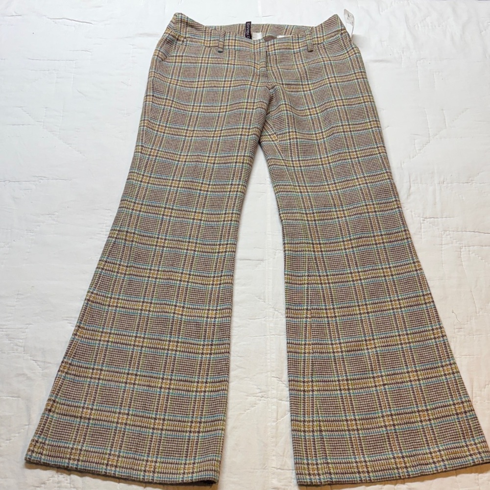 H&M Low-Rise Wool Blend Plaid Flare Trousers - Retro 70s Academia Style - NWT